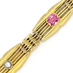 Antik-GelbGold-Armband Perlen rosa Farbstein