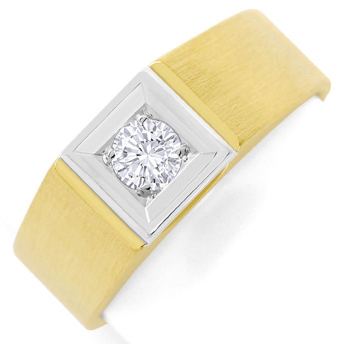 Herren Brillant-Ring 0,36ct Solitaer Gelbgold-Weißgold, aus Designer-Solitär-Diamantringe Brillantringe