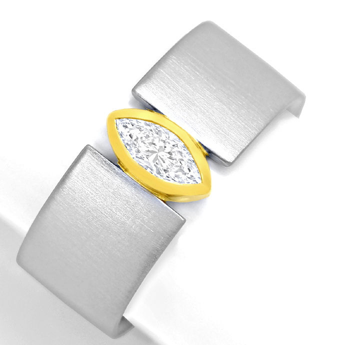 Platin-Gold-Ring 0,40ct River Lupenrein Navette Diamant, aus Designer-Solitär-Diamantringe Brillantringe