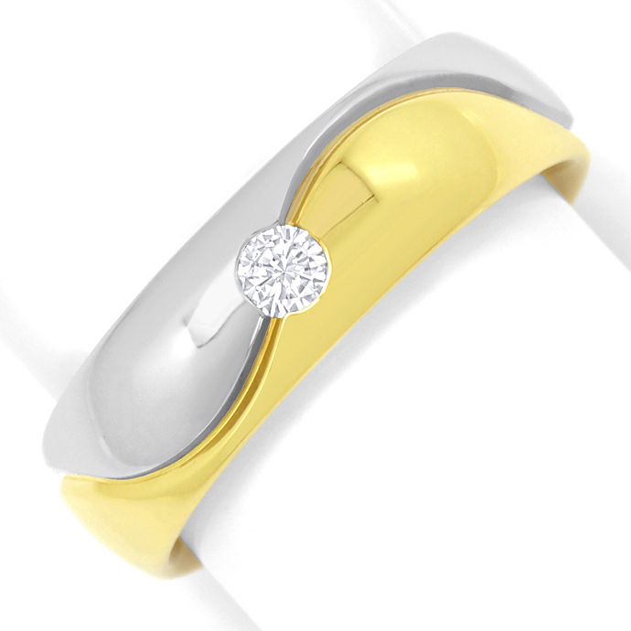 Brillant-Gold-Ring Wellen Muster 0,10ct River Lupenrein, aus Designer-Solitär-Diamantringe Brillantringe
