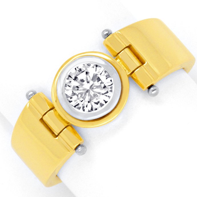Aufwendiger Brillant-Ring Gelbgold-Weißgold, aus Designer-Solitär-Diamantringe Brillantringe
