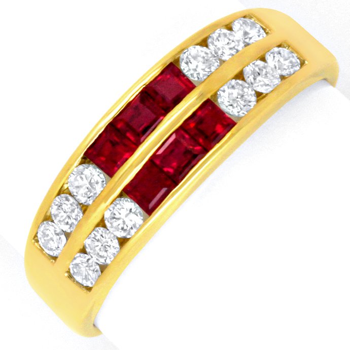 Rubin Brillant-Diamant-Ring Spitzen Rubine 18K Gold Neu, aus Edelstein Farbstein Ringen