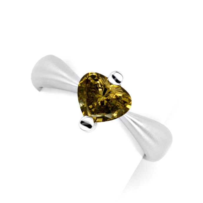 Ring 1,12ct Diamant Herz Einkaräter Super Design, aus Designer-Solitär-Diamantringe Brillantringe
