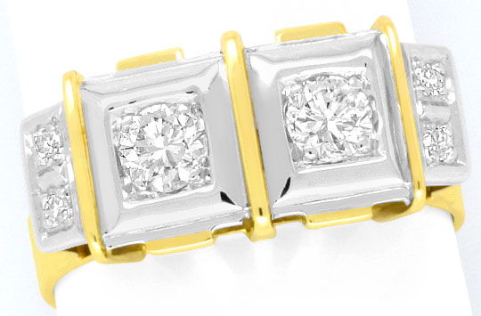 Foto 2 - Brillant-Diamant-Ring, Handarbeit Gelb Gold-Weißgold, S4301