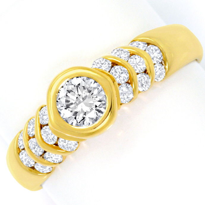 Solitär-Brillant-Ring mit Ausgefasster Schiene 18K Gold, aus Designer-Solitär-Diamantringe Brillantringe