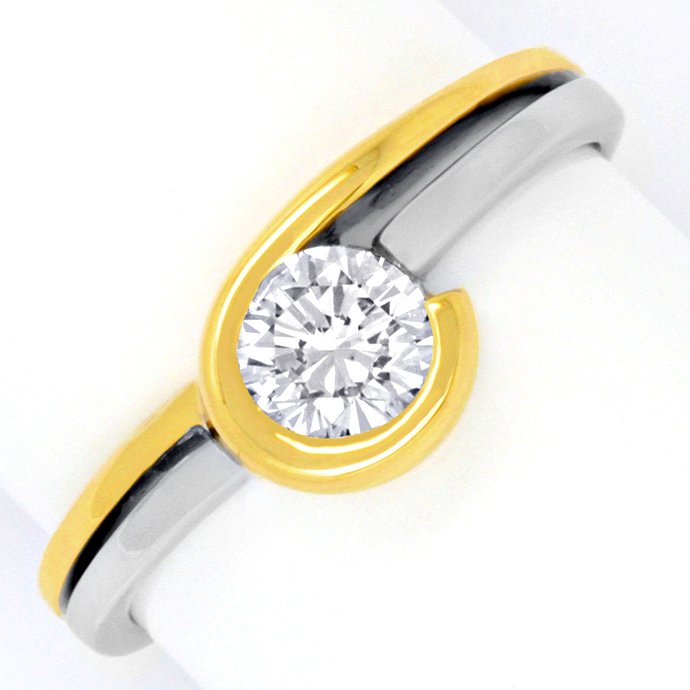 Topdesign Diamantring 0,48ct Brilant Gelbgold-Weißgold, aus Designer-Solitär-Diamantringe Brillantringe