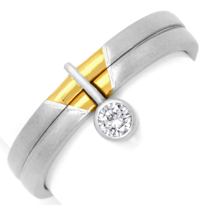Platin Gelbgold-Ring mit 0,085ct Brillant-Zargenfassung, aus Designer-Solitär-Diamantringe Brillantringe