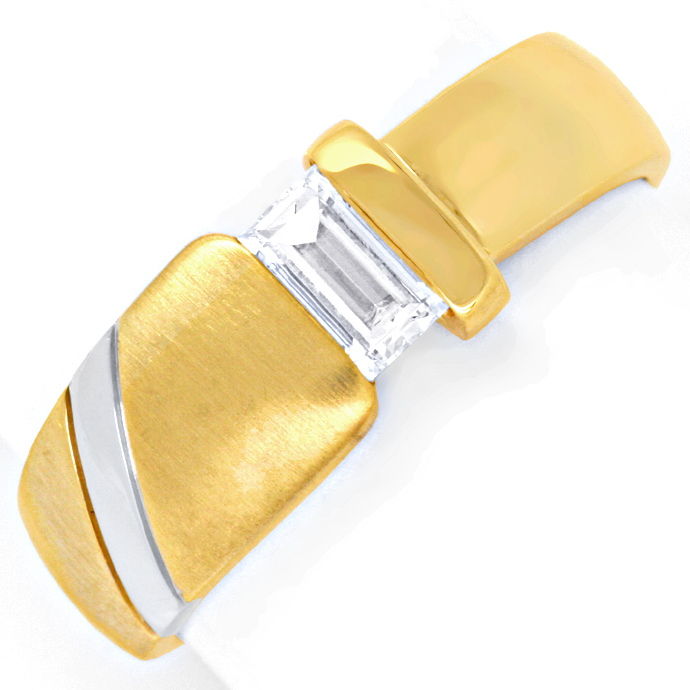 Baguette Diamantring 18K Gelbgold-Weißgold, aus Designer-Solitär-Diamantringe Brillantringe