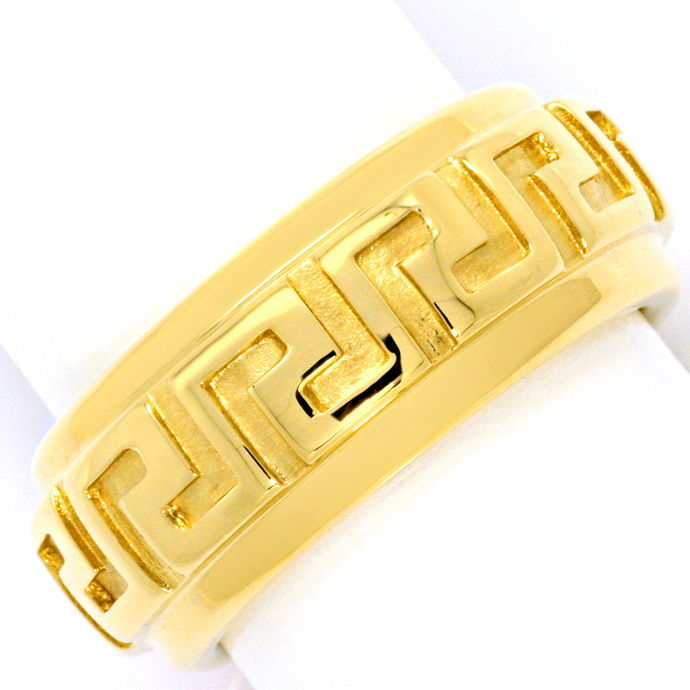 Gelbgold-Ring sehr schönes Erhabenes Mäander Muster 18K, aus Designer-Goldringe Platinringe