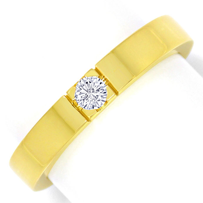 Diamant Gelbgoldring 0,14ct River Lupenrein massiv Gold, aus Designer-Solitär-Diamantringe Brillantringe