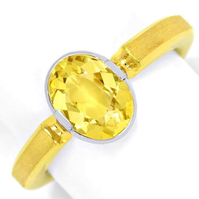 Design-Ring mit 1,6ct Gold Beryll Heliodor Bicolor Gold, aus Edelstein Farbstein Ringen