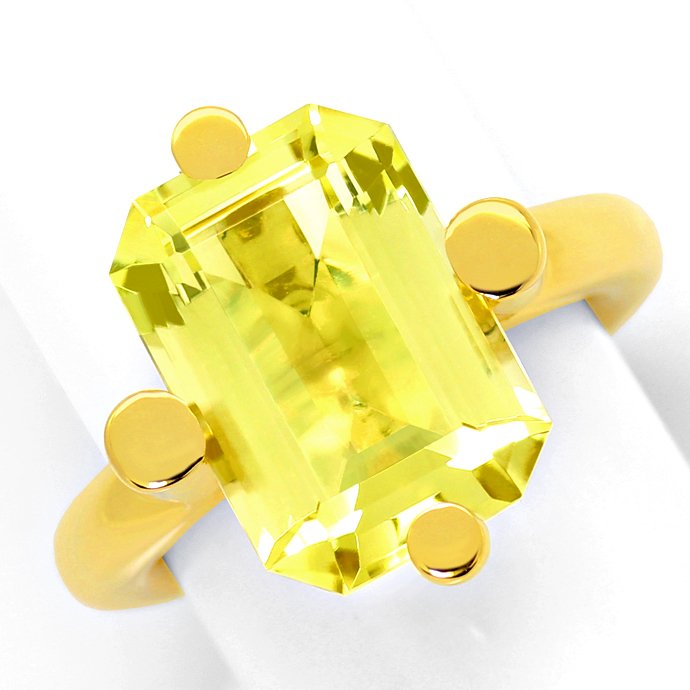 Grosser 12,6ct Citrin in Designer-Ring, massiv Gelbgold, aus Edelstein Farbstein Ringen