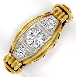 Foto 1 - Alter Handarbeits-Diamanten-Ring 0,44ct Gelbgold-Platin, S4882