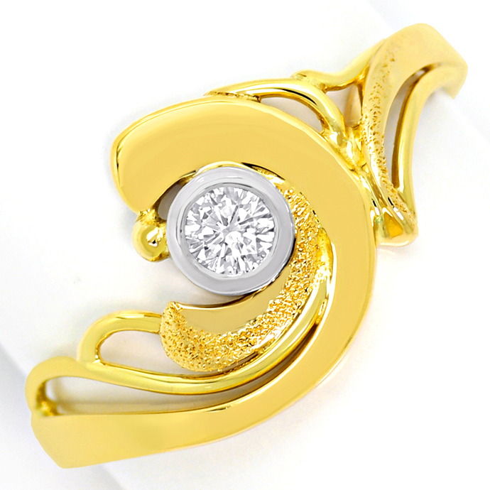 Designer-Diamantring 0,12ct River Brillant Bicolor Gold, aus Designer-Solitär-Diamantringe Brillantringe