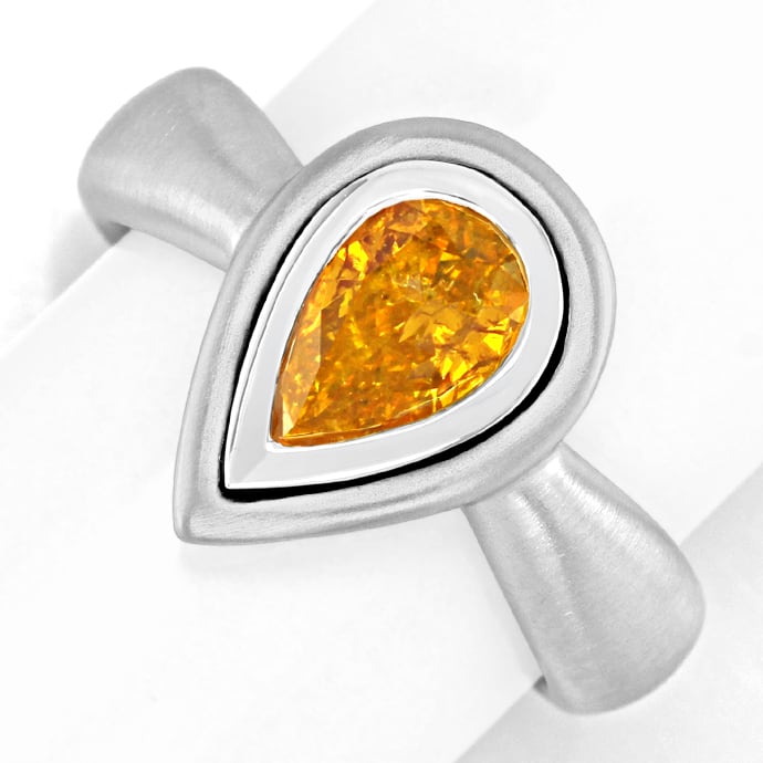 Ring Fancy Intense Orange Tropfen Diamant HRD, aus Designer-Solitär-Diamantringe Brillantringe