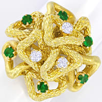 zum Artikel Exklusiver Smaragde Diamanten Blüten Goldring, S5131
