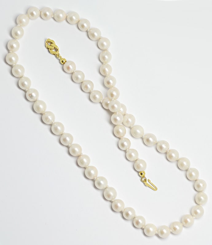 Foto 4 - Schicke Perlenkette 46cm 7,5mm Gold-Schloß, S5149