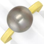 Massiver Designer-Goldring 12mm Tahiti Perle