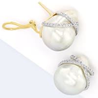 zum Artikel Spektakuläre Perlen Brillanten-Goldohrringe, S5329