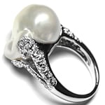 Unikat Ring Riesen-Perle Diamanten Weißgold