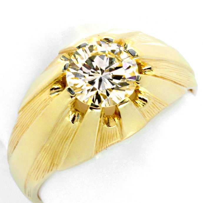Brillant Herren Ring 1,50 Carat VVS Solitaer Gelb Gold, aus Designer-Solitär-Diamantringe Brillantringe