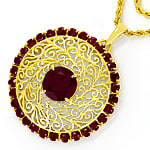Goldcollier florale Muster und rote Granate