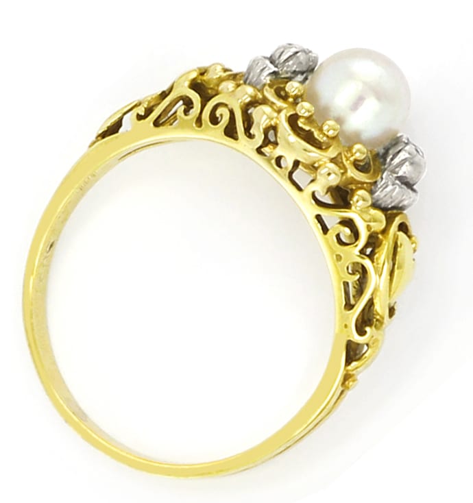 Foto 3 - Antik Set Ring Collier Brosche Perlen Diamanten, S5411