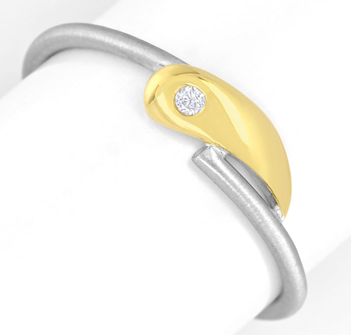 Foto 2 - Anmutiger Platin-Gelbgold-Ring mit Diamant, S5463