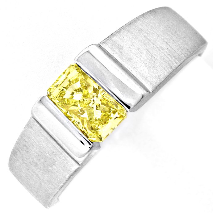 Diamant-Ring Radiant 0,71ct Zitronengelb HRD, aus Designer-Solitär-Diamantringe Brillantringe