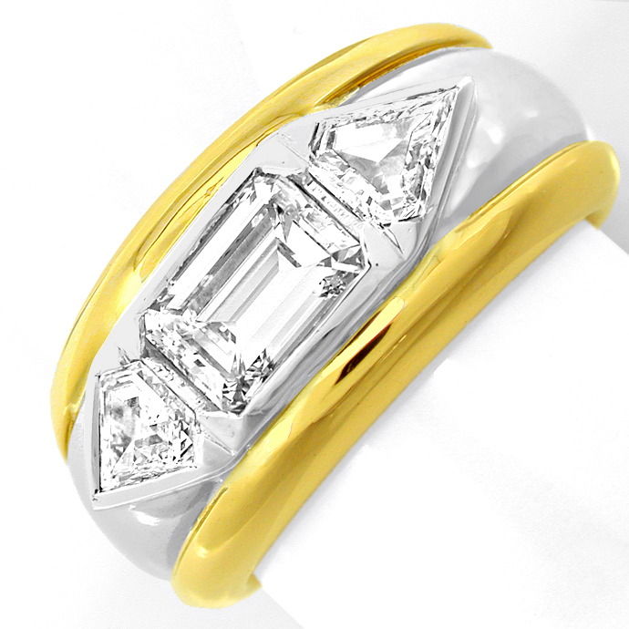 Diamant-Ring, 1,28ct Weiss Lupenrein und 0,70ct Schmuck, aus Designer-Solitär-Diamantringe Brillantringe