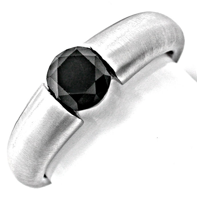 Brillant-Spannring Schwarzer Diamant 1,206ct, aus Designer-Solitär-Diamantringe Brillantringe