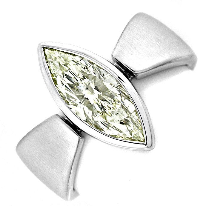 Diamant Navette Ring 1,46ct Handarbeit 18K Schmuck Neu, aus Designer-Solitär-Diamantringe Brillantringe