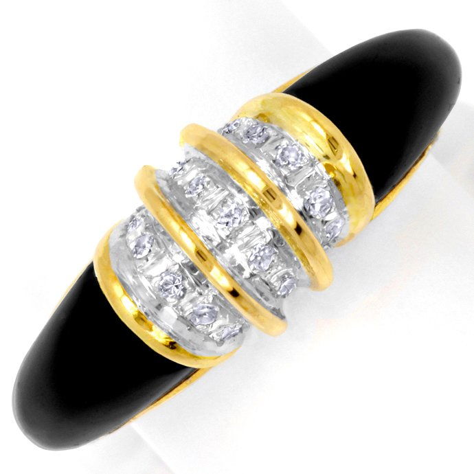 Diamantgoldring Onyx Formteile 15 Diamanten, aus Edelstein Farbstein Ringen