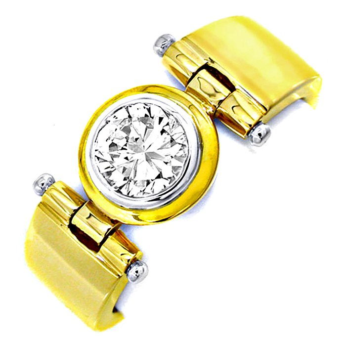 Brillant-Ring Zweifarbig 18 Karat River VVS, aus Designer-Solitär-Diamantringe Brillantringe