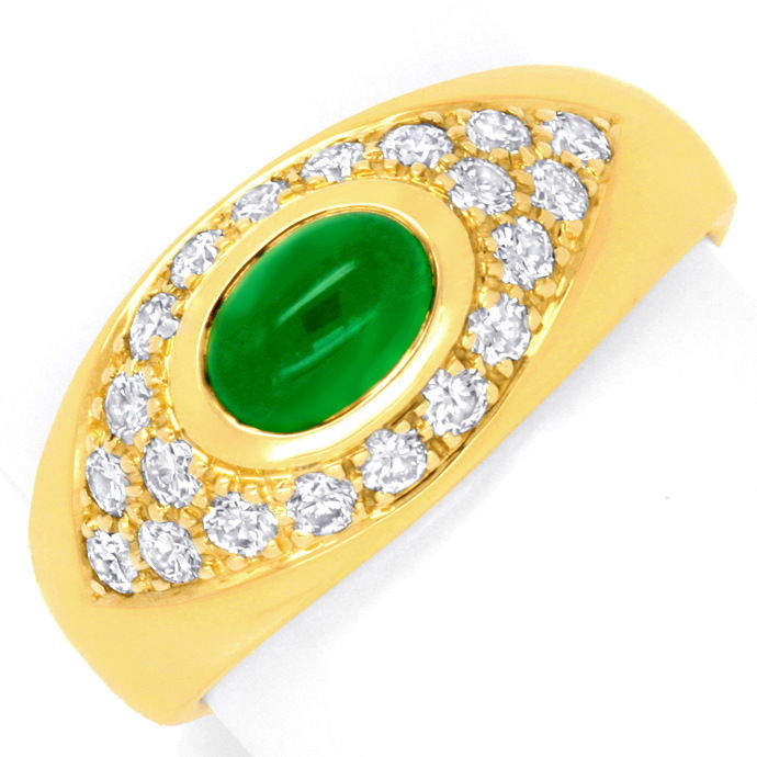 Brillant Bandring, Spitzen Smaragd, 18K Gelbgold, aus Edelstein Farbstein Ringen