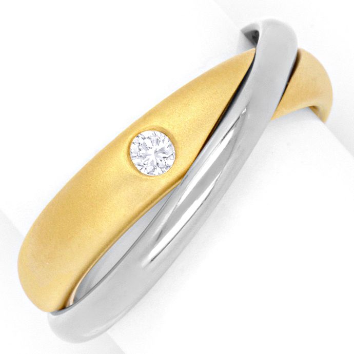 Niessing Ring mit 0,07ct Brillant, Bicolor verschlungen, aus Designer-Solitär-Diamantringe Brillantringe