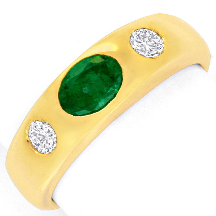 Brillantbandring Super Smaragd 18K Gelbgold, aus Edelstein Farbstein Ringen