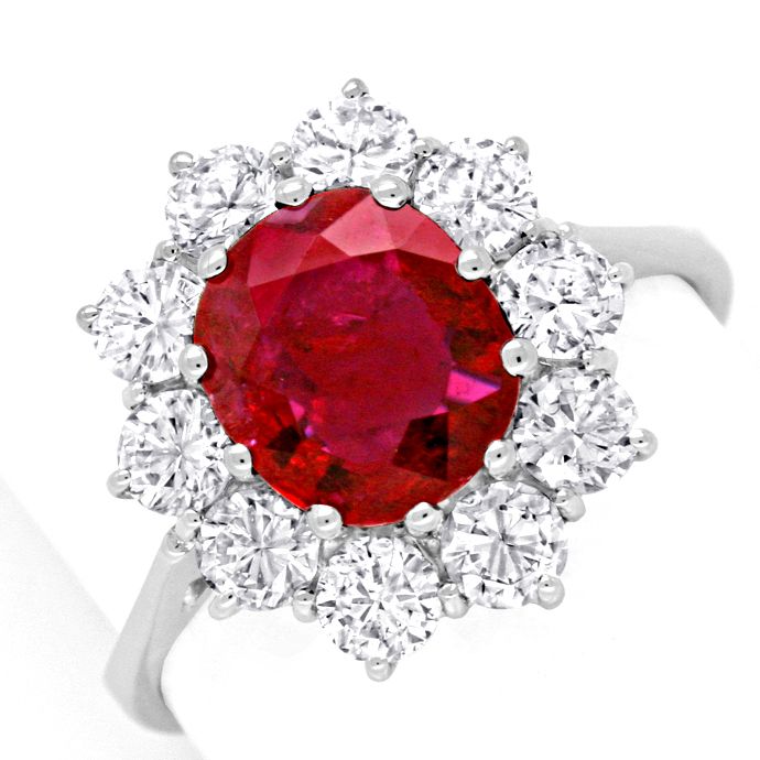Brillant-Ring 2,1ct Super Rubin 1,4ct Diamanten Schmuck, aus Edelstein Farbstein Ringen