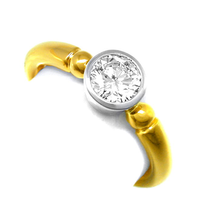 Brillant-Solitär Ring 18K Bicolor 0,66ct Tw, aus Designer-Solitär-Diamantringe Brillantringe