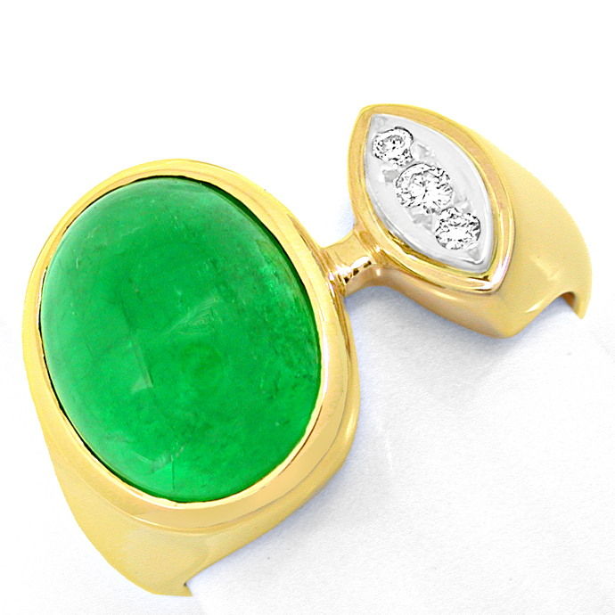 Brillant-Ring Riesen Spitzen Smaragd 5,39ct, aus Edelstein Farbstein Ringen