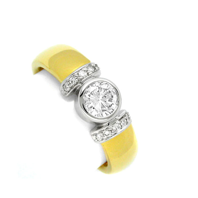 Neu! Designer-Brillant-Ring 18K Bicolor massiv!, aus Designer-Solitär-Diamantringe Brillantringe