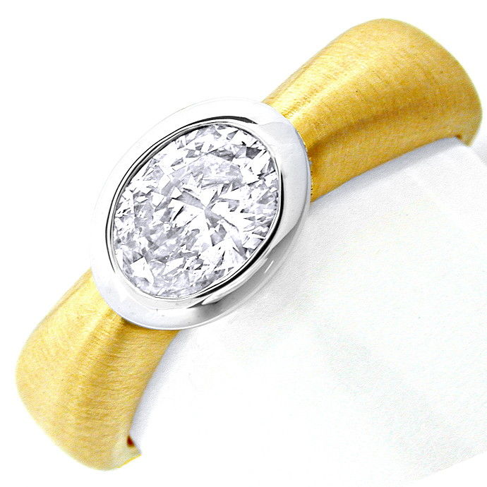 Traum Ring 0,77ct Ovaler Diamant 18K Bicolor, aus Designer-Solitär-Diamantringe Brillantringe
