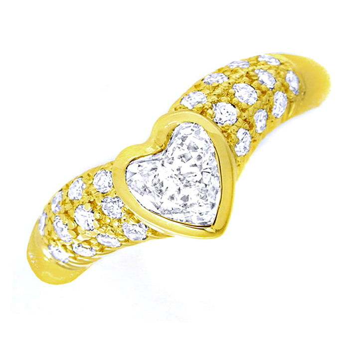 Diamant-Ring 0,57ct Herz Diamant-Solitär 18K, aus Designer-Solitär-Diamantringe Brillantringe