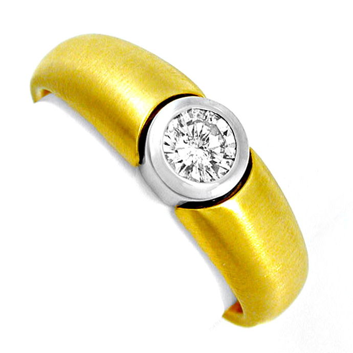Neu! Brillant-Solitär Ring Bicolor 18K, aus Designer-Solitär-Diamantringe Brillantringe