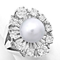 zum Artikel Weißgold-Ring 10mm Spitzen Perle und 1,22ct Brillanten, S8876