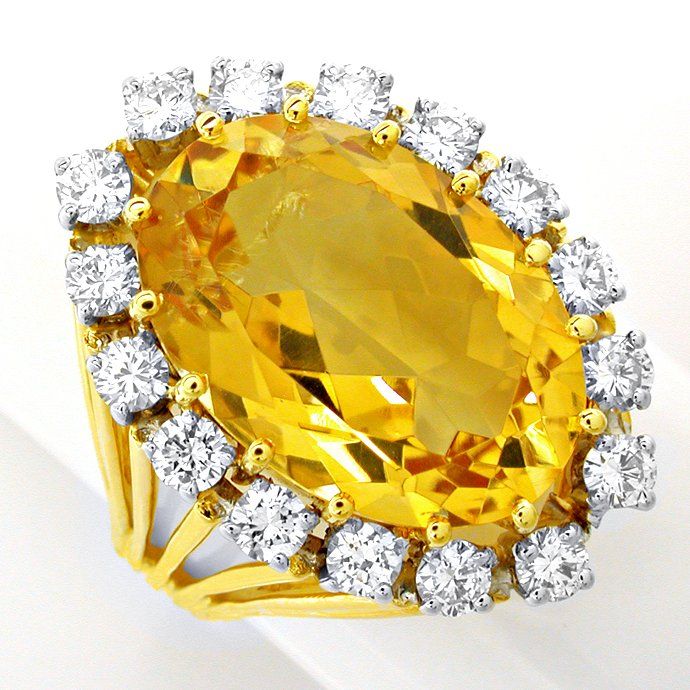 Diamant Citrin Handarbeits-Ring, River Lupenrein, aus Edelstein Farbstein Ringen