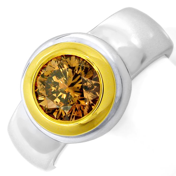 Brillant-Solitär Ring 1,16ct Super Goldbraun, aus Designer-Solitär-Diamantringe Brillantringe