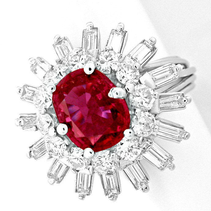 Ring 1,8ct Diamanten Handarbeit 1,65ct Rubin, aus Edelstein Farbstein Ringen