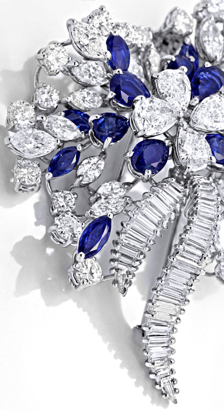Foto 3 - Fantastische Brosche blaue Safiren und Diamanten Platin, S8960