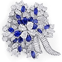 zum Artikel Fantastische Brosche blaue Safiren und Diamanten Platin, S8960